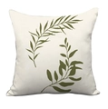 Nordic minimalist cushion cover with dark green botanical leaf print on cream fabric - Double Sided Short Plush Without Insert