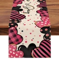 Pink and black plaid heart pattern table runner for Valentine Day home decor - Pink Black Plaid Happy Day Style (ZQ42-9) / 33*183cm