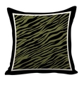 Modern olive green and black zebra pattern pillow case with sleek black borders - Double Sided Short Plush Without Insert