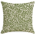 Housse de coussin beige avec motif feuilles vertes sur fond blanc épuré - Style Feuille Verte Fraîche Blanc Crème (DYM02-2)