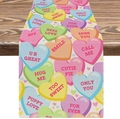 Valentine's Day table runner with colorful heart candy prints on a wooden surface - Colorful Heart Candy Conversation Style (ZQ42-15) / 33*183cm