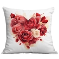Quadratischer weißer Kissenbezug mit Rosen-Herz-Design für die Valentinsdeko - 45x45cm / Weiße Rose Herz Design