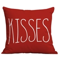 Roter quadratischer Kissenbezug mit weißem KISSES-Schriftzug für die Valentinstagsdeko - 45x45cm / Rote Kisses Beschriftung