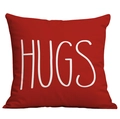 Roter quadratischer Kissenbezug mit weißem HUGS-Aufdruck für Valentinstag Deko - 45x45cm / Rote Hugs Beschriftung