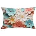 Rectangular pillow cover featuring 3D paper-cut style floral patterns in Morandi colors - Rectangular (No Insert) / Modern Art Paper Cut (YMD10-14)
