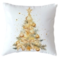 White square throw pillow cover featuring a watercolor Christmas tree print for holidays - 18x18 Inch / Watercolor Christmas Tree Print (CRD514-3)