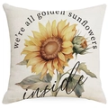 Detailed macro shot of vintage sunflower print on cotton linen square pillowcase texture - Sunflower Style (DYM07-1)