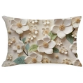 Rectangular pillow cover with vintage 3D floral oil painting print and spiral texture - Rectangular (No Insert) / Spiral Texture Floral (YMD10-19)