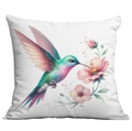 Vintage gold-plated floral hummingbird print throw pillow cover on clean white background - 45x45cm Single Side No Core / Fresh Hummingbird Style 14 (CDR13-14)