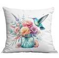 Vintage gold-plated hummingbird and floral print square pillowcase for sofa home decor - 45x45cm Single Side No Core / Hummingbird In Vase Style 16 (CDR13-16)