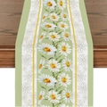 Chemin de table printanier avec marguerites blanches sur fond vert pour déco de maison - 33*183cm / Motif de Grande Marguerite Blanche (ZQT02-1)