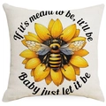 Spring decorative sunflower and bee throw pillow case for living room sofa decor - Sunflower Style (DYM06-19)