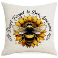 Bee and sunflower throw pillow cover with Don't Forget to Bee Awesome print - Bee Awesome Style (DYM06-16)