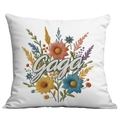 White square pillowcase with GAGA letter embroidery and colorful floral patterns - Gaga Embroidery Floral Style (CDR05-12)