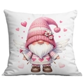 Pink heart cupid gnome throw pillow cover with angel wings for home decor on white background - Gnome with Heart Arrow (CDR10-5) / 45*45cm Short Plush Single Sided Without Core