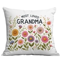 Floral Mother's Day pillow case with Most Loved Grandma embroidery on white fabric - Most Loved Grandma Sunflower Style (CDR05-15)