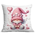 White square Valentine pillowcase with cute pink gnome cupid and heart balloon design - Gnome Angel with Balloon (CDR10-7) / 45*45cm Short Plush Single Sided Without Core