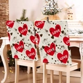 Linen chair back cover with red LOVE heart and Cupid print for wedding party decor - 49*58cm / Love and Angel (DRD272-1)