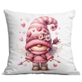 Pink Valentine cupid gnome pillow case with heart elements on a clean white background - Cupid Gnome with Bow (CDR10-8) / 45*45cm Short Plush Single Sided Without Core