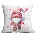 Pink cupid gnome pillow case with heart patterns for Valentines day home decor - Floral Hat Gnome with Wings (CDR10-10) / 45*45cm Short Plush Single Sided Without Core