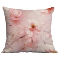 3D oil painting flower pillowcase in pink and white floral pattern with thick texture - Pink Impasto Artistic Floral (CDR01-5) / Short Plush Single Side Without Core