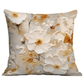 Square cushion cover featuring 3D white and gold oil painting floral texture design - White Gold Luxury Oil Painting Floral (CDR01-6) / Short Plush Single Side Without Core