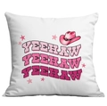 Pink western cowboy theme throw pillow cover with Yeehaw text and star graphics - 45x45cm Single Sided Printing / YEEHAW Repeat Word and Cowboy Hat Illustration (CDR12-14)