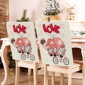 Set of 2 Valentine's Day chair covers featuring cute gnomes with love balloons - 49*58cm / Gnome Bicycle (DRD272-6)
