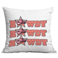Pink Western Cowboy Howdy pillow cover with star and hat print for sofa decor - 45x45cm Single Sided Printing / HOWDY Repeat Word and Stars Illustration (CDR12-19)