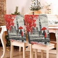 Romantic London street art chair covers with red heart accents for wedding decor - 49*58cm / London Red Umbrella (DRD272-16)