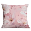 Square pillow cover with romantic 3D oil painting pink flower design for home decor - Cherry Pink White Oil Painting Floral Brushstroke (CDR01-11) / Short Plush Single Side Without Core