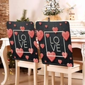 Valentine chair covers in black with red glitter hearts and LOVE print, set of 2 - 49*58cm / Black LOVE Square (DRD272-19)