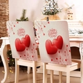 Beige Valentine's Day chair covers with red hearts and Happy Valentine's Day print - 49*58cm / Cream Background Red Heart Text (DRD272-23)