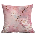 Square cushion cover with 3D oil painting pink flower embossed texture for home decor - Pink Cream Artistic Relief (CDR01-15) / Short Plush Single Side Without Core