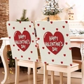 Linen Valentine's Day chair cover with red heart and Happy Valentine's Day text - 49*58cm / Large Red Heart HAPPY (DRD272-27)