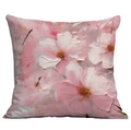 3D oil painting style flower pillow case with pink floral patterns on white background - Pink White Impasto Style Art Flower (CDR01-21) / Short Plush Single Side Without Core