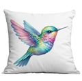 Quadratischer weißer Kissenbezug mit buntem künstlerischem Kolibri-Digitaldruck - 45x45cm Einseitig ohne Kern / Bunter Kolibri Stil 3 (CDR13-3)