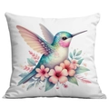 Vintage-Kissenbezug mit Blumen- und Kolibri-Druck in Weiß für die Heimdekoration - 45x45cm Einseitig ohne Kern / Kolibri Fütterungsstil 4 (CDR13-4)