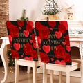 Set of two black Valentine's Day chair covers with red roses and heart patterns - 49*58cm / Black Rose Heart (DRD272-33)