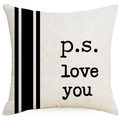 Valentinstag Kissenbezug aus Leinen mit schwarzen Streifen und p.s. love you Aufdruck - Emotionaler Textstil (DYM19-1) / 45*45cm Leinen Einseitig Ohne Füllung