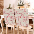 Set of two cream chair covers with red LOVE letters and heart patterns for Valentines decor - 49*58cm / Cream LOVE Geometric (DRD272-34)