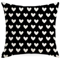 Minimalistischer Valentinstag-Kissenbezug mit weißem Herzmuster auf schwarzem Leinen - All-over-Herz-Druckstil (DYM19-3) / 45*45cm Leinen Einseitig Ohne Füllung