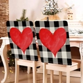 Valentine's Day Buffalo Plaid chair covers with red heart for festive wedding decor - 49*58cm / Buffalo Plaid Red Heart (DRD272-40)
