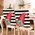 Set of 2 Christmas gnome chair covers with red heart hat and black white stripes - 49*58cm / Striped Red Hat Gnome (DRD272-42)