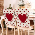 Romantic cream chair covers with red heart prints for wedding or party decor - 49*58cm / Cream Allover Hearts (DRD27245)
