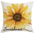Housse de coussin carrée tournesol minimaliste avec texte Sunshine pour canapé - Tournesol Aquarelle et Sunshine (DYM23-2) / 45x45cm Simple face sans intérieur