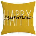 Housse de coussin en lin jaune moutarde avec imprimé HAPPY summer et motif cœur - Jaune Gingembre HAPPY summer (DYM23-3) / 45x45cm Simple face sans intérieur