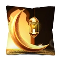 Golden moon and lantern Ramadan cushion cover with decorative festive printing for sofas - Orange Yellow Black Ramadan Metallic Style (CDR34-2) / 45*45cm Short Plush Single Sided Without Core