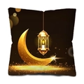 Golden crescent moon and lantern decorative throw pillow cover for Ramadan home decor - Dark Brown Golden Crescent Lantern Candle Style (CDR34-3) / 45*45cm Short Plush Single Sided Without Core