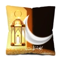 Square black and gold moon pillowcase with Ramadan lantern and moon crescent design - Black Gold Contrast Lantern Crescent Style (CDR34-4) / 45*45cm Short Plush Single Sided Without Core